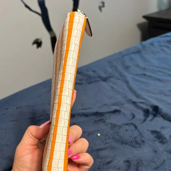 Coach Woven Orange and White Wallet - Picture 5 of 8